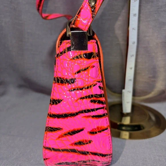 Brahmin Neon Pink & Orange Croc-Embossed Crossbody Bag - Picture 5 of 10